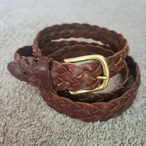 Braided Woven Belt Mens 44/110 Brown Cowhide Leather Oil Tanned Western Casual